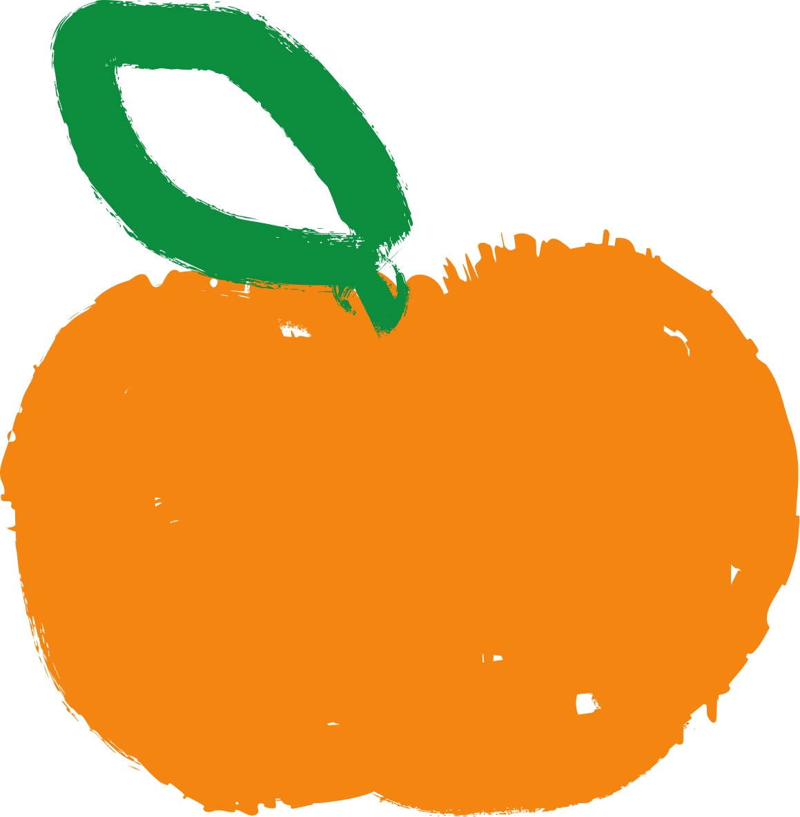 Pomarańczowa ikona mandarynki z zielonym liściem